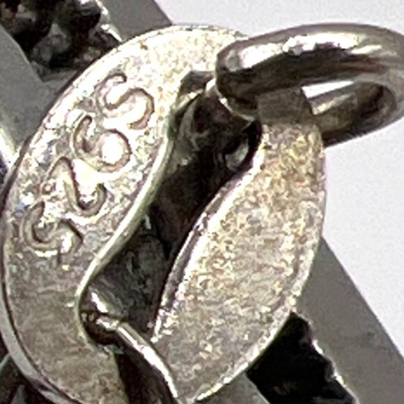 Vintage Sterling Silver Heart Pendant Necklace Purple Stone & Intricate Design - Picture 7 of 11